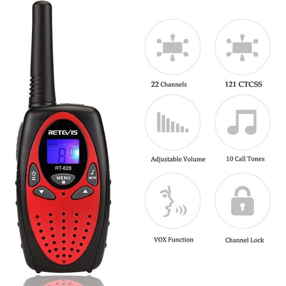 🆕 Kids Red Walkie Talkies Long Range 2 Way Radio Camping Hiking Indoor Toy Gift - Picture 9 of 10